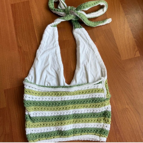 Hollister Green and White Crochet Halter Top - Picture 3 of 4